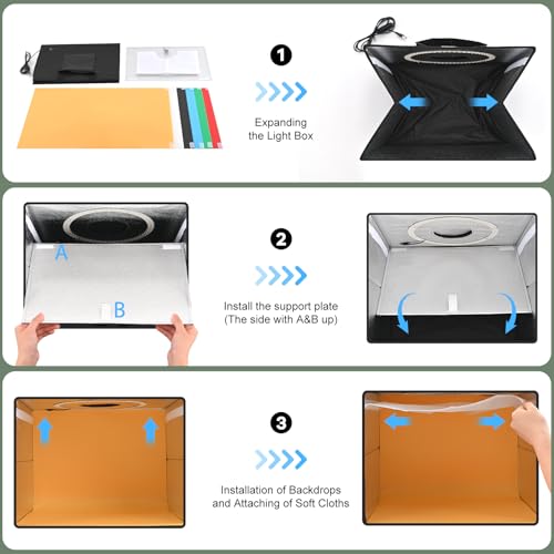 Lightdow 16"x12"x12" Photo Studio Light Box Photography with 120 LEDs (CRI>95), 6 Backdrops - Portable/Dimmable/Versatile Folding Shooting Tents for Toys/Jewelry/Watches/Cosmetics Photography by lightdow - Image 7
