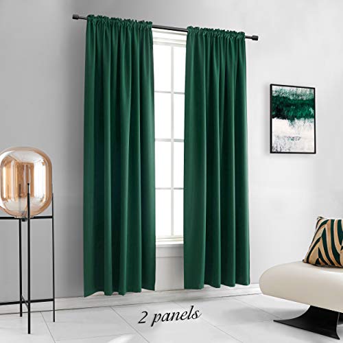Image of DONREN Emerald Green Room Darkening Curtain Panels 84 Inches Long, Heat Block Out and Keep Warm Drapes Window Treatment Drapes for Doorway Entryway Patio (60 inch Width,2 Panels)