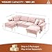 OUYESSIR U-Shaped Sectional Sofa Couch, 4 Seat Sofa Set for Living Room, Convertible L-Shaped Velvet Couch Set with Chaise Lounge, Ottoman and Pillows,114 inches (Pale Pink)