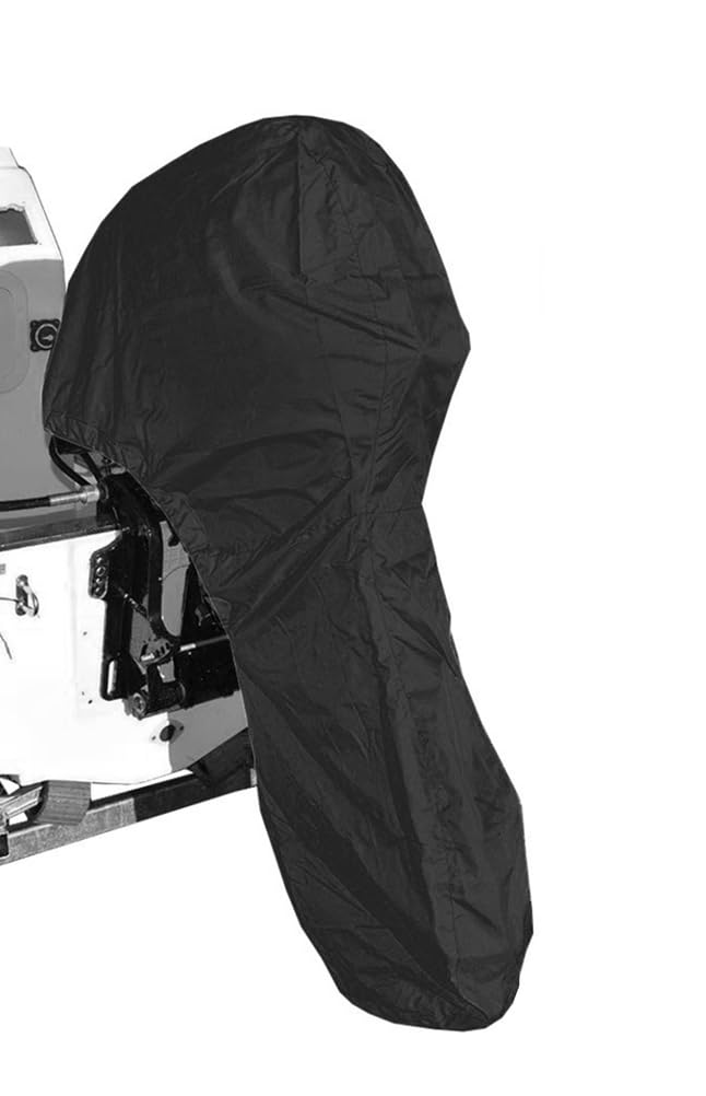 BaCover Full Boat Motor Cover, Outboard Engine Cover, Waterproof 420D Oxford Fabric Boat Engine Cover, Black,175~225HP