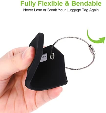 Flintronic 4 PCS Luggage Tags, Silicone Baggage Labels, Suitcase ID Tag Set, Handbag Tag Labels Travel Accessories for Checked Luggage, Hand Luggage and Handbags - Black & Green