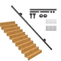 Handlauf Treppe, Rutschfester Treppengeländer Innen und Außen, Geländer Treppe Rohrförmiges Handfußgeländer,Wandhandlauf mit Zubehör Handlauf Schwarz Komplettset 1M