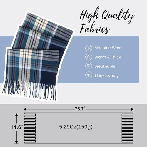 Women Men Classic-Red Black-Plaid-Winter-Scarf - Soft Warm Cold Weather Scarves with Tassels(70.87''*11.8'')2