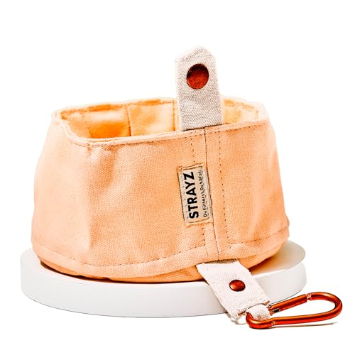 STRAYZ Faltbarer Hundenapf - Leichter Reisenapf aus waschbarem Canva - ohne Plastik - schicker Faltnapf für Ausflüge mit praktischem Karabiner