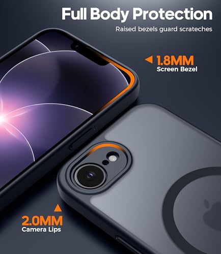 FLLAO 3-in-1 Magnetische Hülle für iPhone 17e / 16e mit 2 HD Schutzfolien, Kompatibel mit Mag Safe, Stoßfeste und Kratzfeste Schutzhülle, Dünn Durchscheinende Matt Handyhülle, Schwarz
