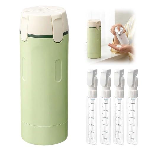 4 in 1 Travel Dispenser, 4 Pack 30ML Travel Bottles for Toiletries, Leak Proof Travel Size Containers, Portable Containers for Shampoo Lotion Conditioner Cream (Green)