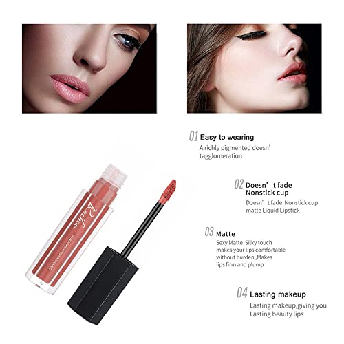 Rechoo Matte Liquid Lipstick Set, 6 Pcs Superstay Mate Ink Waterproof Lip Gloss Beauty Lips Makeup Set (Nude Matte Ink) #TOP2