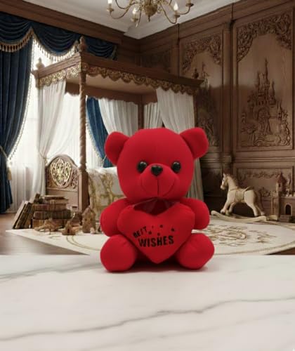 Image of Cute Plush Teddy Bear with Heart | Soft Stuffed Toy for Kids & Adults for Birthdays, Valentine's Day & Special Occasions (Color Will be Sent as per Availability in Stock)