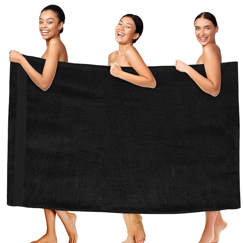 Elegant Comfort Premium Super Soft Highly Absorbent 1 Piece Oversized Bath Sheet - 40" x 80" inch, Luxurious Hotel Spa Quality 100% Turkish Cotton Extra Large Bath Towels for Adults, Black