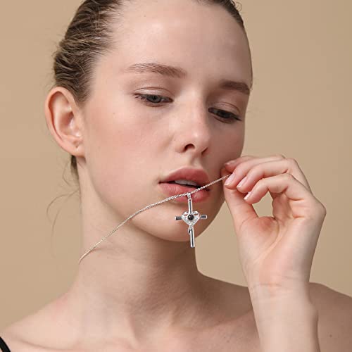 Avotto Cross Necklace with Bible Verse for Women Projection Necklace 18+2 Inches Chain Religious Spiritual Jewelry Baptism First Communion Confirmation Gifts3