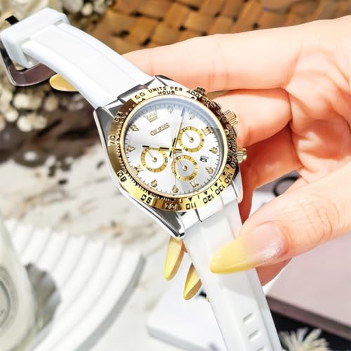 Image of OLEVS Luxury Diamond Small Female Watches - Stainless Steel Bracelet, Waterproof Business Dress Analog Luminous Date Ladies Watches