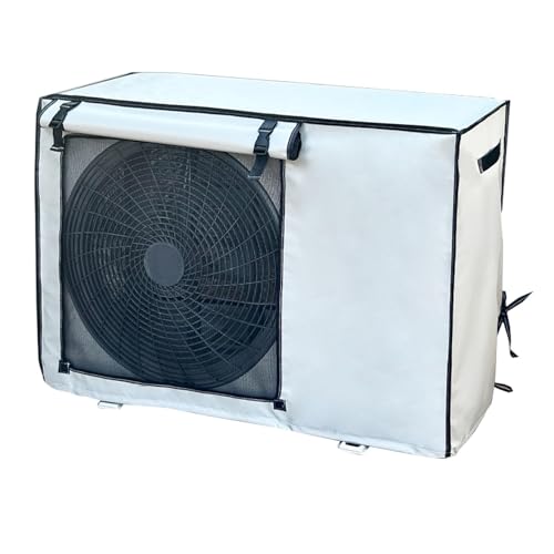 Housse Climatiseur Extérieur, Housse Imperméable et Résistante au Soleil pour Housse Pompe a Chaleur Piscine, Conception de Fixation à Boucle(White,100x80x43cm)