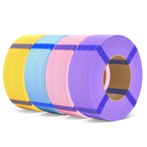 Image of ELEGOO Matte PLA Refill Filament Bundle 1.75mm 4KG, 3D Printer Filament No Spool 3D Printing PLA for Reusable Spool Refilling Sunshine Yellow /Ice Blue /Sakura Pink /Lavender Purple