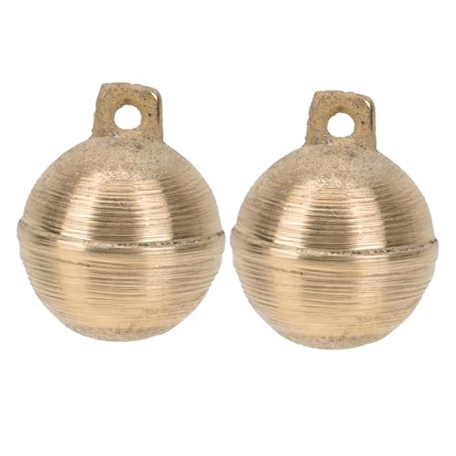 Mikikit 2PCS Pet Bell Decor Durable Brass Dog Bells for Training Communication Chic Cattle Sheep Lightweight Skin Friendly Present for