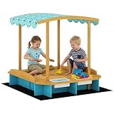 AIYAPLAY Arenero para Niños de Madera con Techo Forro 128x118x121 cm Azul