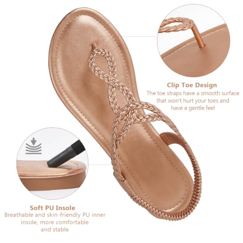 Image of zeetoo Women's Flat Sandals Summer T-StrapThong Bohemian Casual Comfortable Dressy Sandals for Women