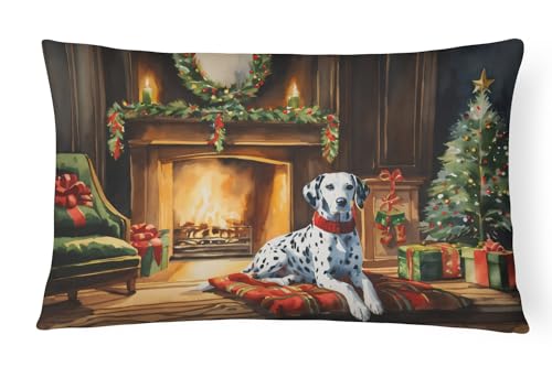 Caroline's Treasures DAC2645PW1216 Dalmatian Cozy Christmas Throw Pillow Machine Washable, Indoor Outdoor Decorative Pillow for Couch, Bed or Patio, 12HX16W