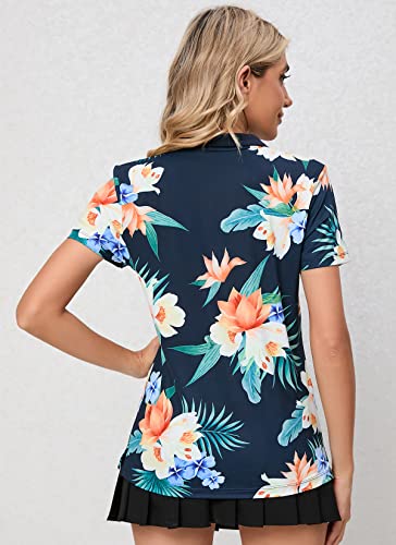 Women's Polo Shirts Short Sleeve Floral Shirts For Women Lightweight Athletic Golf Tennis Shirts #TOP4