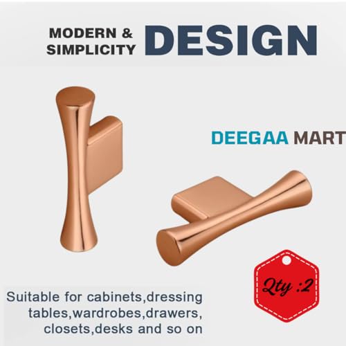 Image of Twin Hole Zinc Alloy Drawer Pulls, Rosegold Handles for Drawers, Cabinets, Wardrobes, and Kitchen Doors - Decorative Furniture Hardware (Qty :2, T Handle)