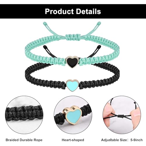 Aospkle Couple Matching Bf and Gf Bracelets, Best Friend Friendship Adjustable Stretch Bracelet for Him and Her Green and Black by Aospkle - Used condition - Image 3
