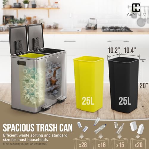 Caneca de basura doble acero inoxidable 50L miniatura 4