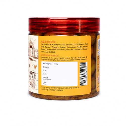 Image of LUCKNOW'S AROURA ACHAR SINCE 1944 Royal Karonda Ka Achar 400g for Home Use Home Made With Love No Artificial Colors