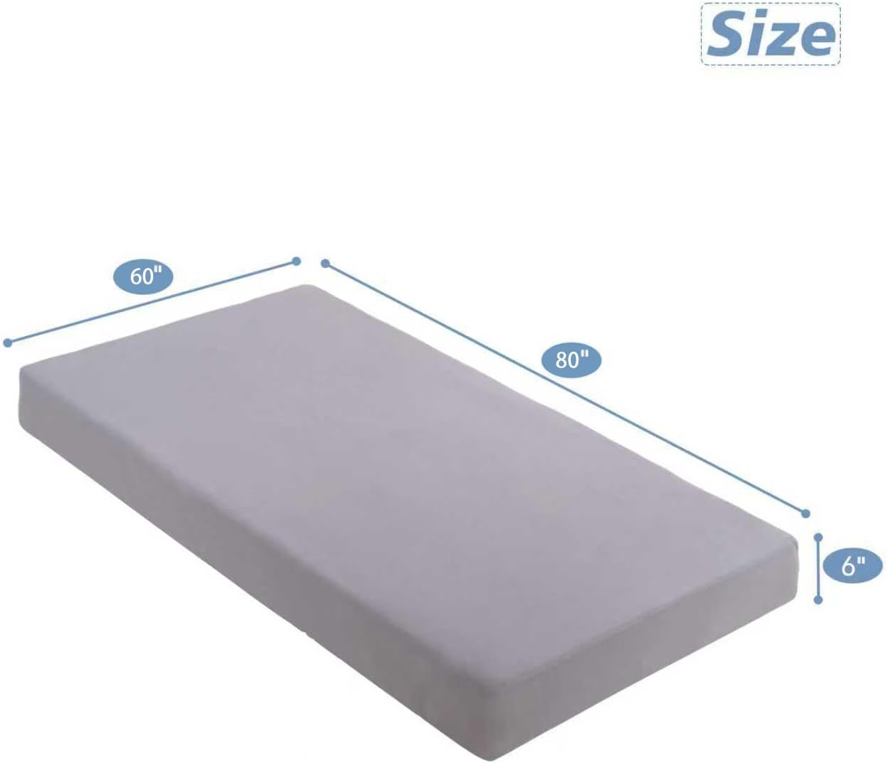 Queen Fitted Sheet (Bottom Sheet Only) Compatible with Milliard Trifold Mattress Folding Mattress, Ultra Soft & Breathable Cover for Camp Bunk Rvs Bed(Gray, Queen,6")
