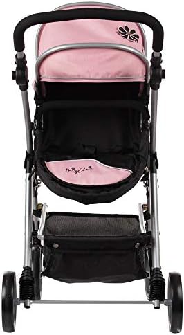 Daisy Chain Connect 5 in 1 Dolls Pram Adjustable Handles from 48-85cms. For children of 4,5,6,7 and 8 years. In Classic Pink Fabric