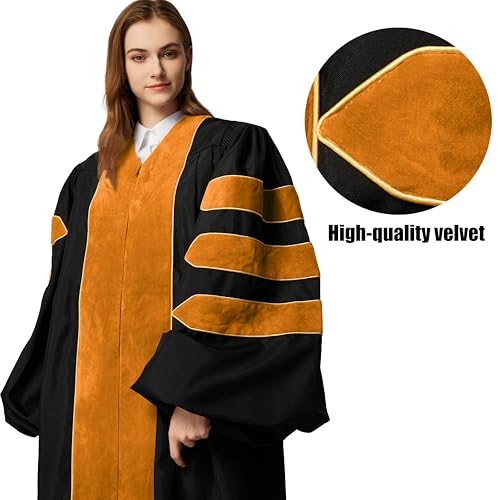 Image of MyGradDay Unisex Deluxe Graduation Doctorate Robe with Gold Piping Available for Customization