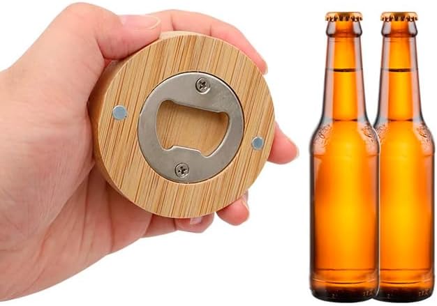 Pack of 10 to 50 Natural Bamboo Bottle Opener Wedding Eco-Friendly Men's Round Wooden Bottle Opener Utensils Bars (50)
