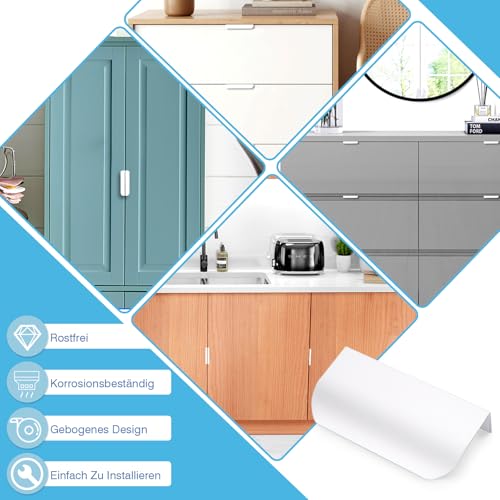 KASURE 10 Stück Schrankgriffe,Griffe Verdeckt, Verdeckte griffe für Küchenschränke,Unsichtbar Küchengriffe Türgriff Für Schränke,Geeignet Für Schränke,Schubladen,Schranktüren(Weiß)