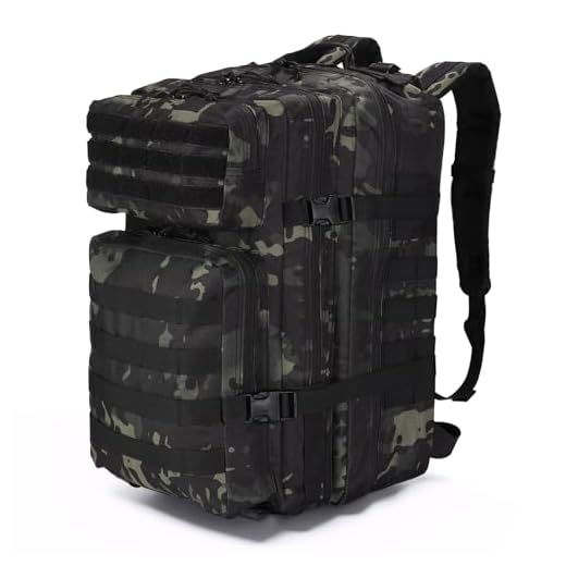 SHANNA Sac a Dos Militaire Tactique 45L, Sac à Dos Chasse Sac à Dos de Trekking, Sac à Dos Armée Molle Assaut Pack Sac à Dos de Combat pour Randonnée en Plein Air Camping Pêche Chasse Escalade