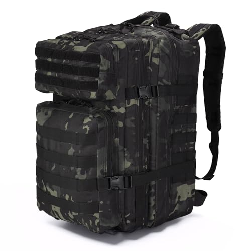 Mochila Táctica 45L Militar, Paquete de Asalto Molle de Gran Capacidad Impermeable Bolsa para Ejército, Mochilas de Marcha para Emergencias de 3 Días Caza Senderismo Acampada Actividad al Aire Libre