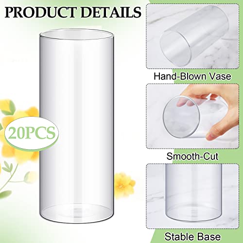 Cylinder Vases For Centerpieces Floating Candles Holders 4, 6, 8, 10 Inches Tall Glass Vase Clear Vase Pillar Candle Vases Wedding Vases Bulk Slim Vases For Flower Home Decor (20 Pieces) #TOP2
