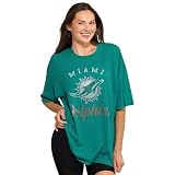 FOCO Miami Dolphins NFL Womens Rhinestone Logo Oversized T-Shirt - M Team Color