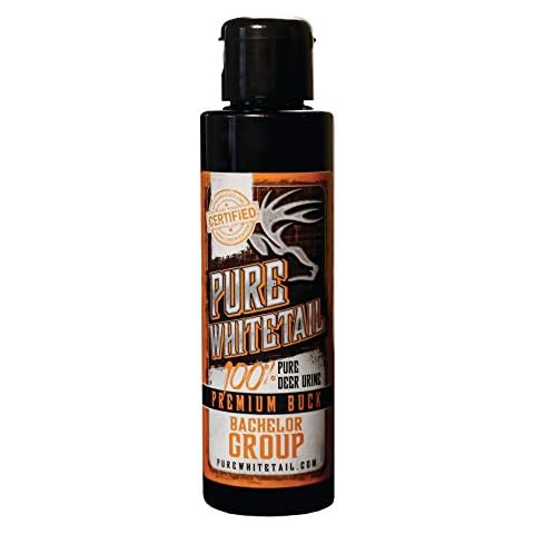Pure Whitetail Bachelor Group | Whitetail Buck Urine | Fresh 100% Pure Mock Scrape Urine | Cover Scent from Multiple Bucks | Deer Pee | Buck Scent | 4 oz Bottle Cover