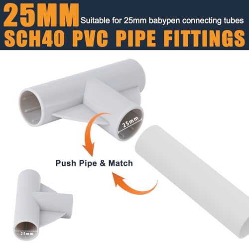 Image of T-Shaped Joint for Baby Playpen Parts, Baby Playpen Accessories for Baby Play Yard Baby, Playpen Replacement Connectors, (4 Pcs /Diameter2.5cm)