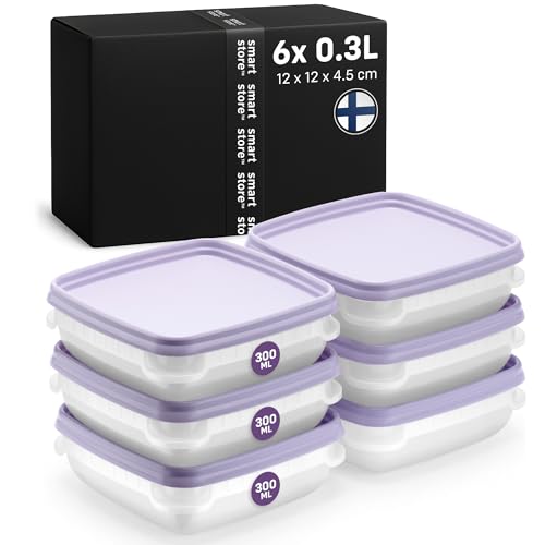 SmartStore Set di 6 mini-contenitori per alimenti da 0,3L, piccolo, adatti a frigo, congelatore, senza BPA, riutilizzabili, adatti al microonde, lavabili in lavastoviglie, impilabili, impilabili