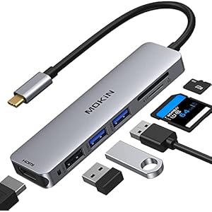 USB C Hub HDMI Adapter for MacBook Pro/Air, MOKiN 7 in 1 USB C Dongle with HDMI, SD/TF Card Reader, USB C Data Port,100W PD, and 2 USB 3.0 Compatible for MacBook Pro/Air, Dell XPS, Lenovo Thinkpad.