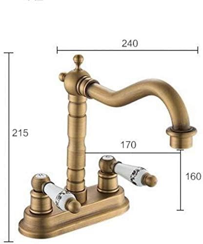LAMGUL Rubinetto Rubinetti da Cucina Rubinetto da Cucina Rubinetto Ottone Antico Bagno di Lusso Doppia Leva Design a Doppio Foro Rubinetto per lavabo Rubinetto per lavabo Rubinetto