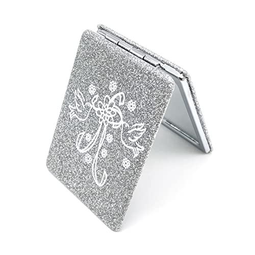 12 Pcs Bridal Wedding Bird Shower Silver Compact Mirror Square Glitter Pu Leather Makeup Mirror Recuerdos De Mis Años Birthday Party Favors #TOP4