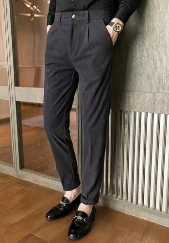 Men's Corduroy Pants Slim Fit Casual Fall Winter Long Trousers with Pockets3