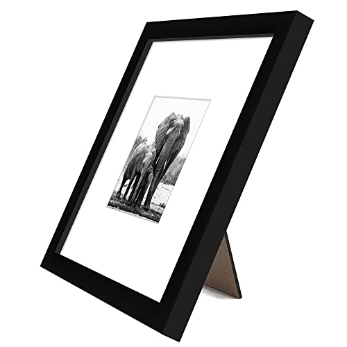 Americanflat 8x8 Picture Frame with Shatter-Resistant Glass - Set of 2 - Use as 4x4 Frame with Mat or Display 8x8 Photo Without Mat - Signature Collection - Square Frames for Tabletop and Wall - Black - Thumbnail 6