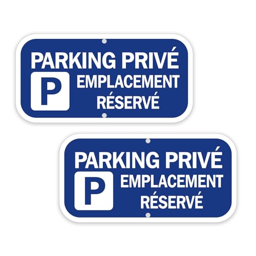 Panneau Parking Privé Emplacement Réservé Metal Aluminium,30x15cm Panneaux d'avertissement de Protection UV Utilisation à l'intérieur et à l'extérieur, montage facile Lot De 2
