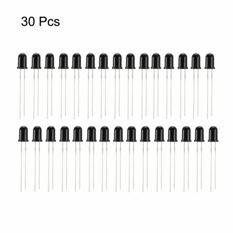 Tool parts 30pcs 5mm 940nm Infrared Receiver Diode DC1.2-1.3V LED IR Black Round Head