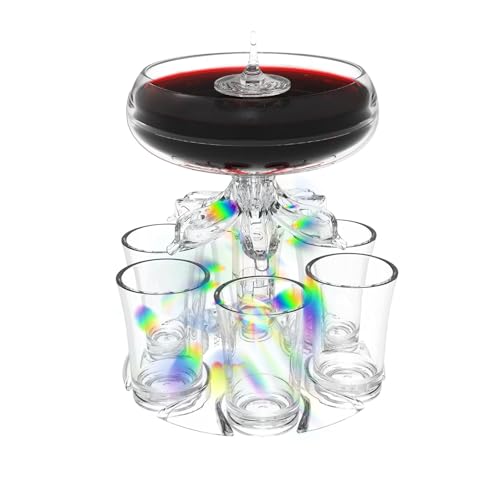 Lot de 1/6 distributeurs de verres à liqueur – Distributeur de liqueur à liqueur 6 pièces, 485 g, distributeur d'alcool en verre bio | Boisson à liqueur avec éclairage LED, accessoire de bar pour