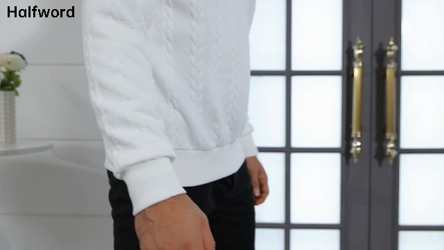 Pull Homme Demi-Zip Jacquard Tricoté - Sweat à Capuche Léger Manches Longues Casual Automne/Hiver