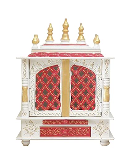 Temple en bois blanc et rouge Devyom meuble autel mdf de maison