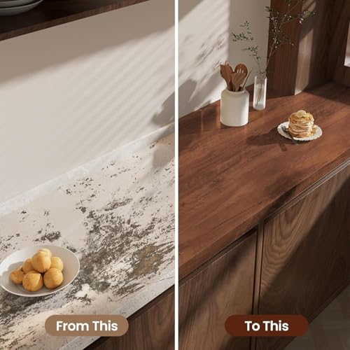 Image of WALLMATE Wood Grain Contact Paper Peel and Stick Wall Decor Removable Self Adhesive PVC Waterproof Countertop Cabinet Kitchen Bathroom(16x120 Inch, Grain 01)