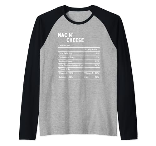 Mac N' Cheese Nutrition Facts Funny Thanksgiving Christmas Food Manche Raglan